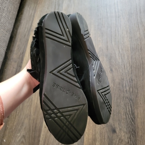 Five Tribe Leather Black Moccasins Boots Size 8m - Picture 2 of 5